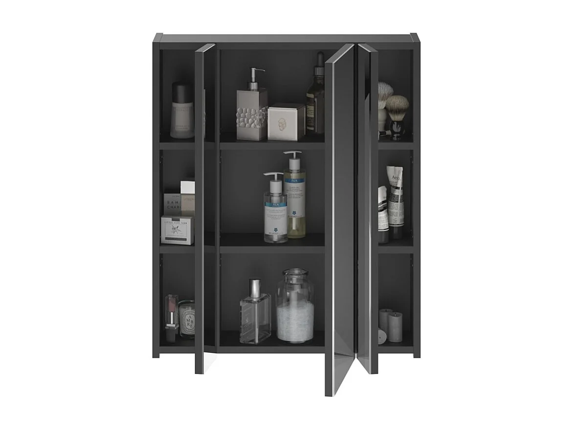 Móvel de armazenamento com espelho – Preto laqueado – KLEANKIN