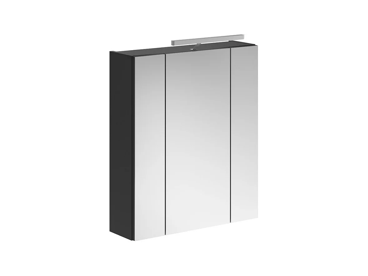 Meuble de rangement avec miroir et LED – Noir laqué – KLEANKIN