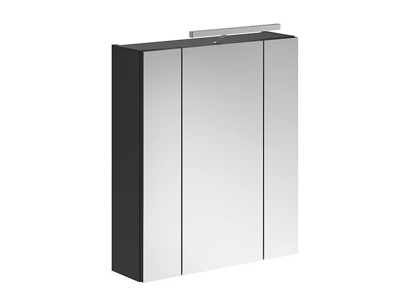 Móvel de armazenamento com espelho e LED – Preto laqueado – KLEANKIN