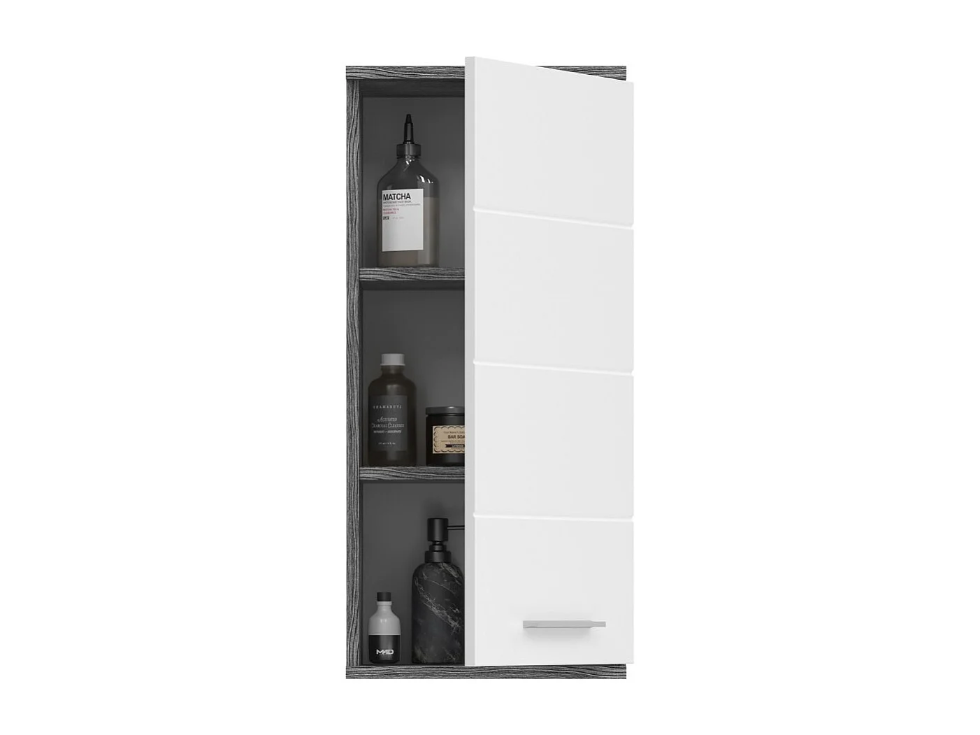 Meuble de salle de bain WILLIAM 1 porte – Blanc et gris foncé