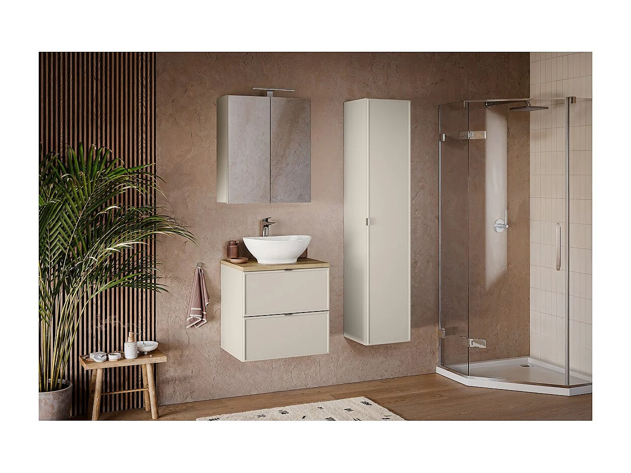 Meuble haut miroir BRAZZA – 2 portes – Coloris marron congo – L60 x H75 cm – À suspendre