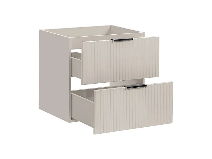 Meuble de rangement salle de bain ERBANO – 1 porte – Coloris chêne clair et gris anthracite – H68 cm – À suspendre