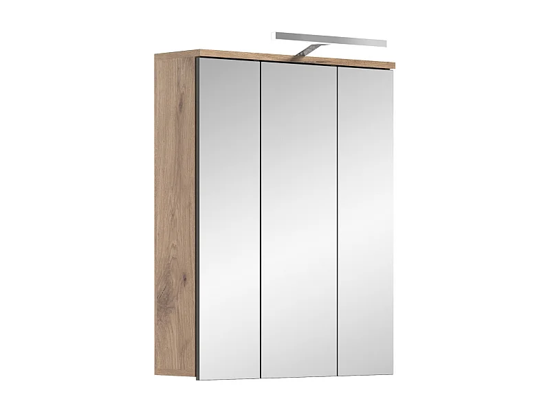 Armoire de rangement avec miroirs – Gris anthracite et chêne clair – SELMA