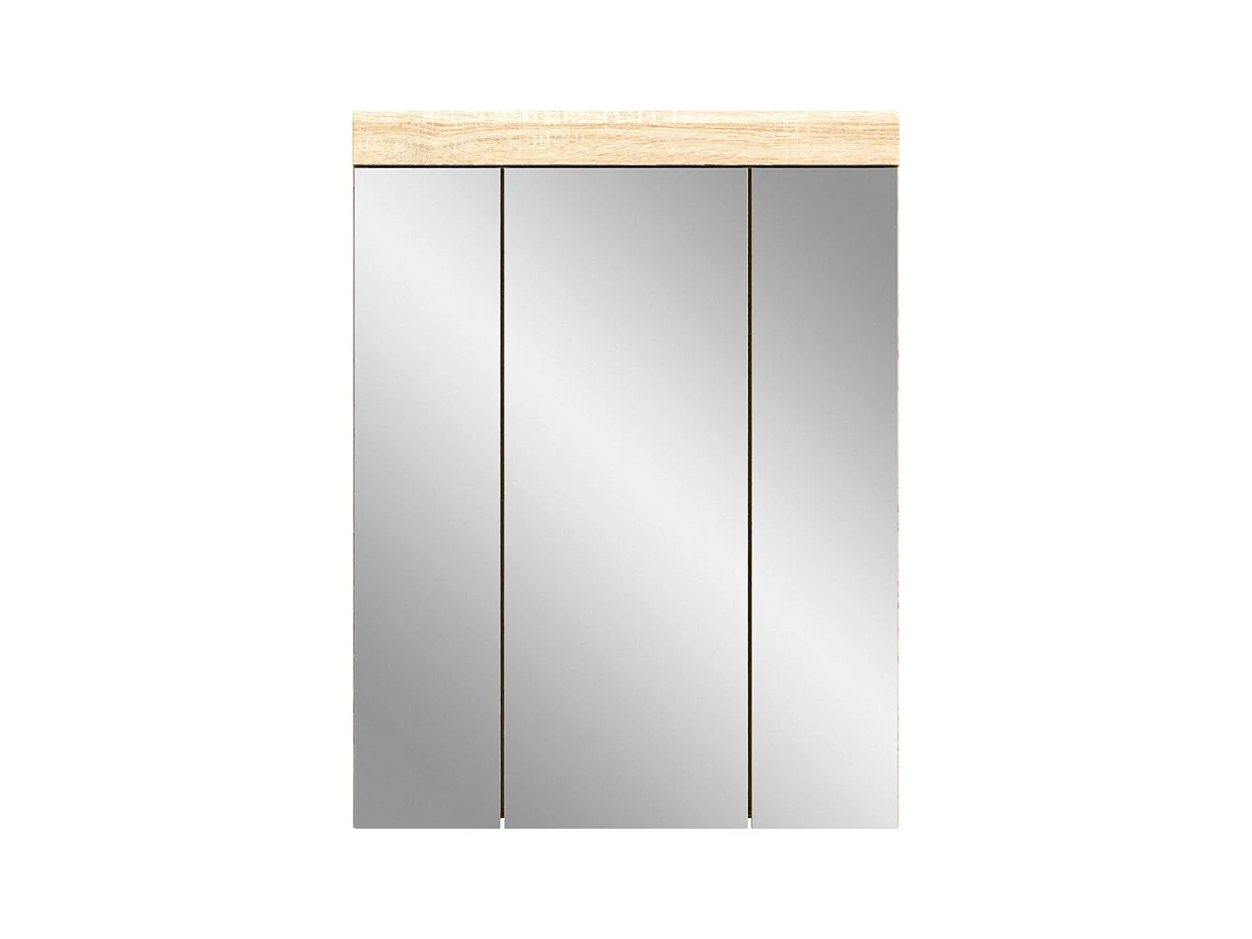 Armario de almacenamiento con espejos LEWOTO – Blanco y roble – 60x79x18 cm