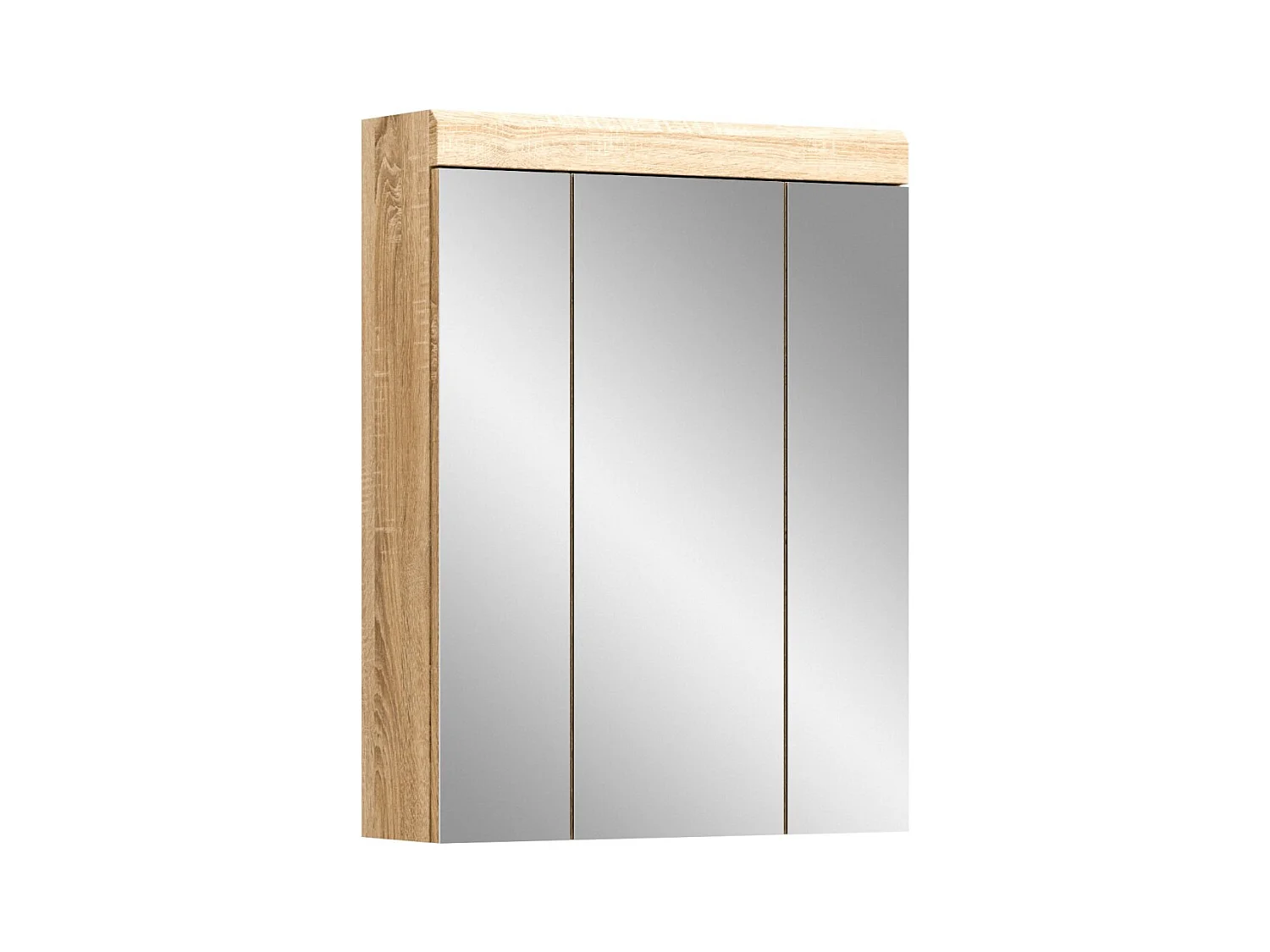 Armoire de rangement avec miroirs LEWOTO – Blanc et chêne – 60x79x18 cm