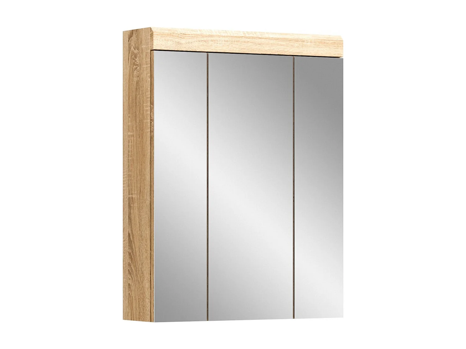 Armario de almacenamiento con espejos LEWOTO – Blanco y roble – 60x79x18 cm