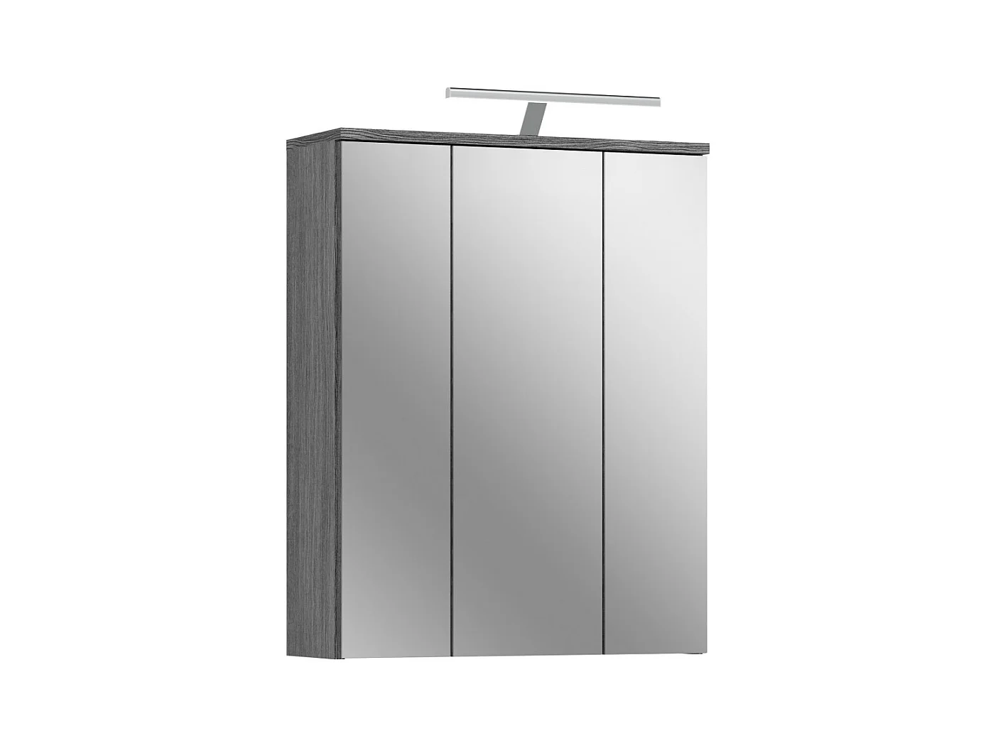 Meuble de rangement de salle de bain WILLIAM – Avec LED – Blanc et gris foncé – 9 niches suspendues
