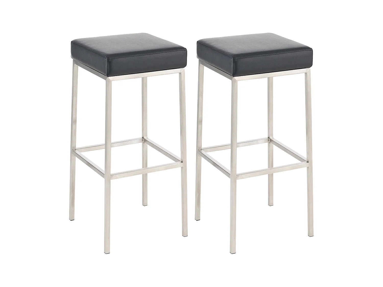 Lot de 2 tabourets argenté 37 x 37 x 85 cm 10_0004371