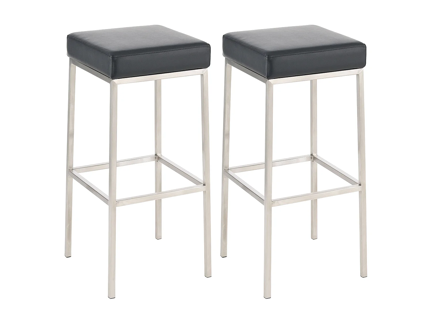 Lot de 2 tabourets argenté 37 x 37 x 85 cm 10_0004371