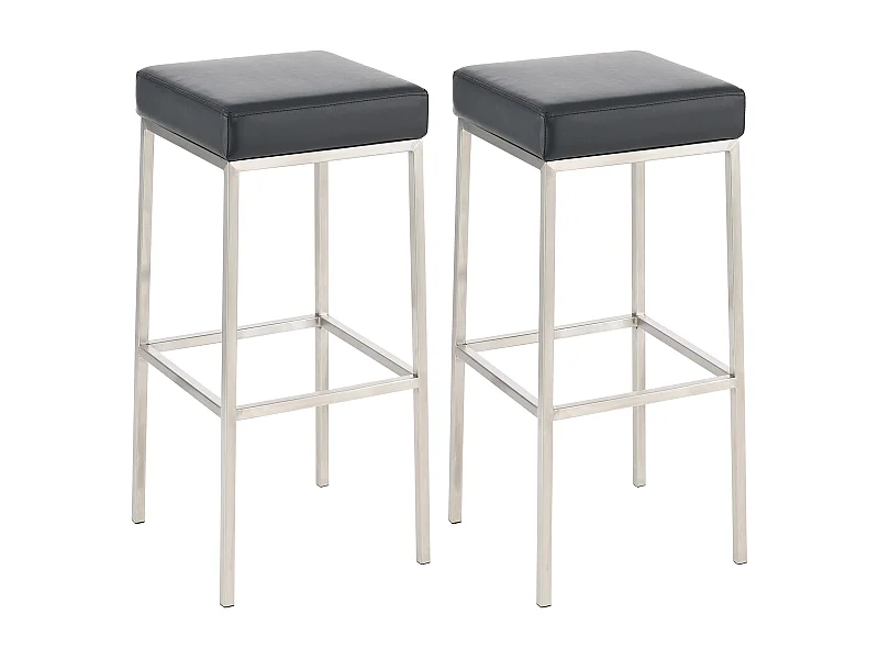 Lot de 2 tabourets argenté 37 x 37 x 85 cm 10_0004371