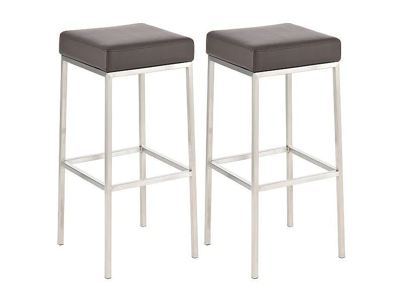Lot de 2 tabourets argenté 37 x 37 x 85 cm 10_0004373