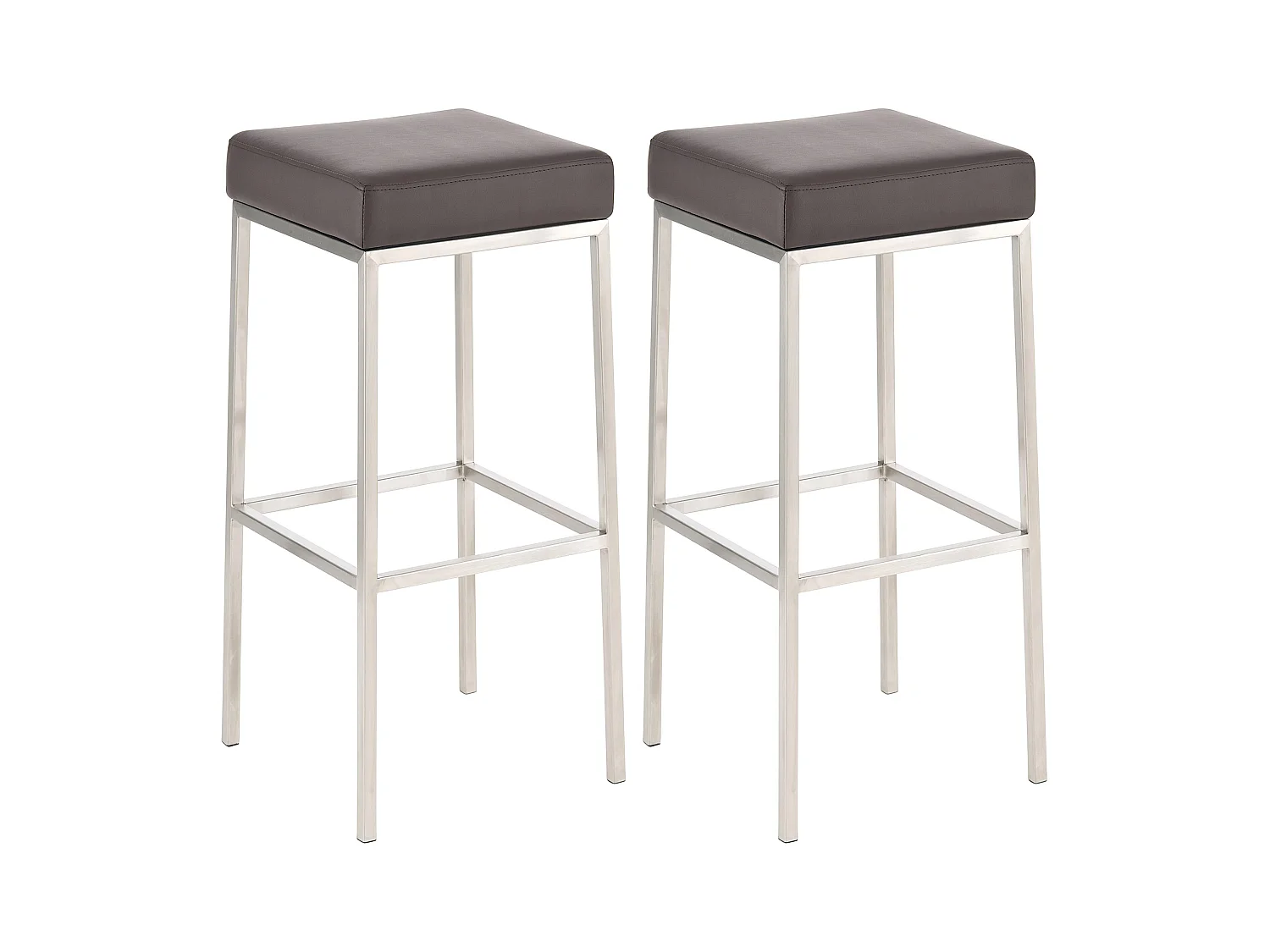Lot de 2 tabourets argenté 37 x 37 x 85 cm 10_0004373