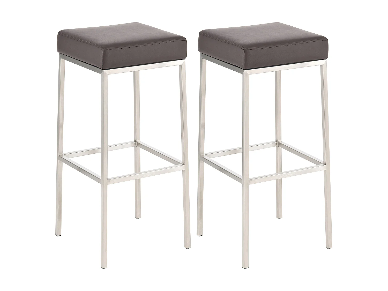 Lot de 2 tabourets argenté 37 x 37 x 85 cm 10_0004373