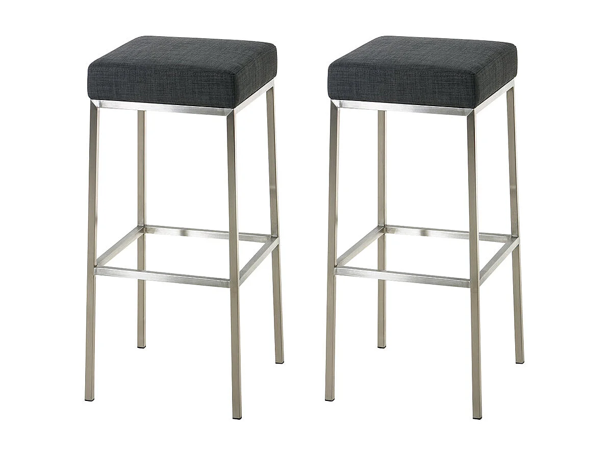 Lot de 2 tabourets argenté 37 x 37 x 85 cm 10_0004382