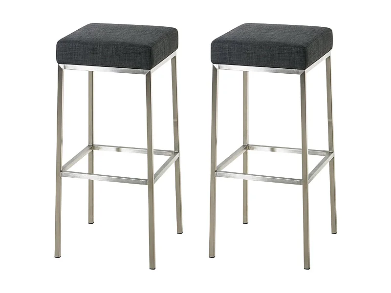 Lot de 2 tabourets argenté 37 x 37 x 85 cm 10_0004382