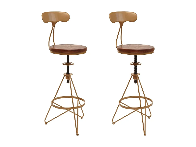 Lot de 2 tabourets métal marron 41 x 41 x 113 cm TDB04081