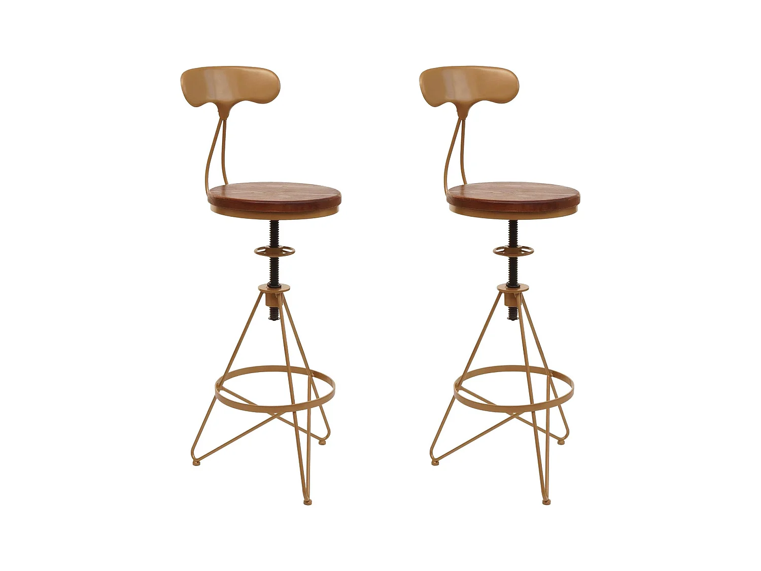 Lot de 2 tabourets métal marron 41 x 41 x 113 cm TDB04081