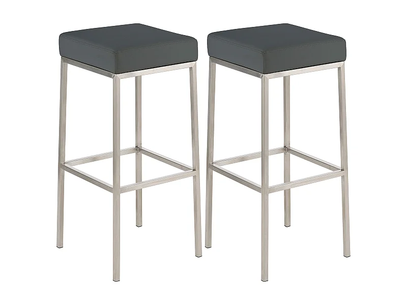 Lot de 2 tabourets argenté 37 x 37 x 85 cm 10_0004375