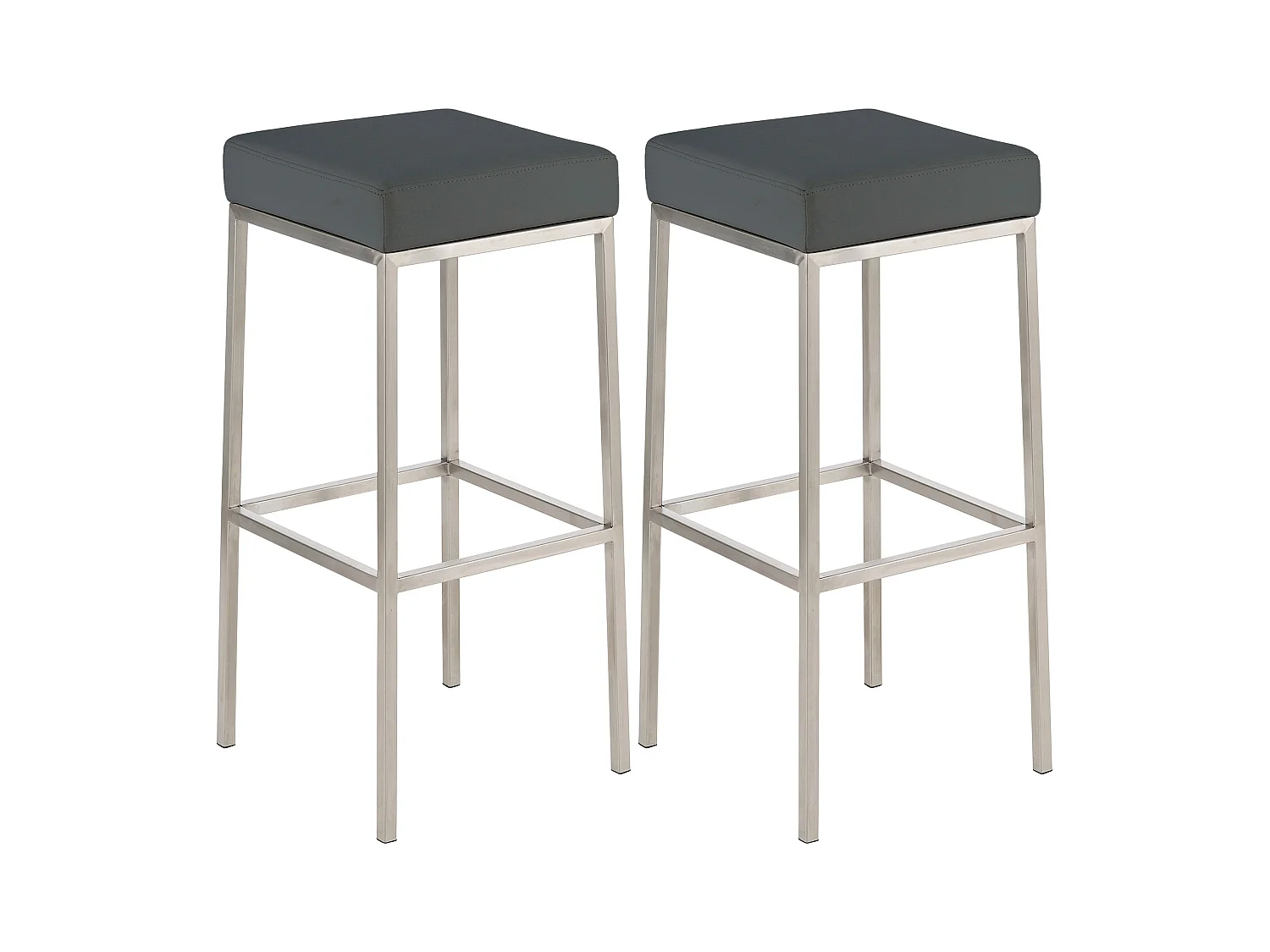 Lot de 2 tabourets argenté 37 x 37 x 85 cm 10_0004375