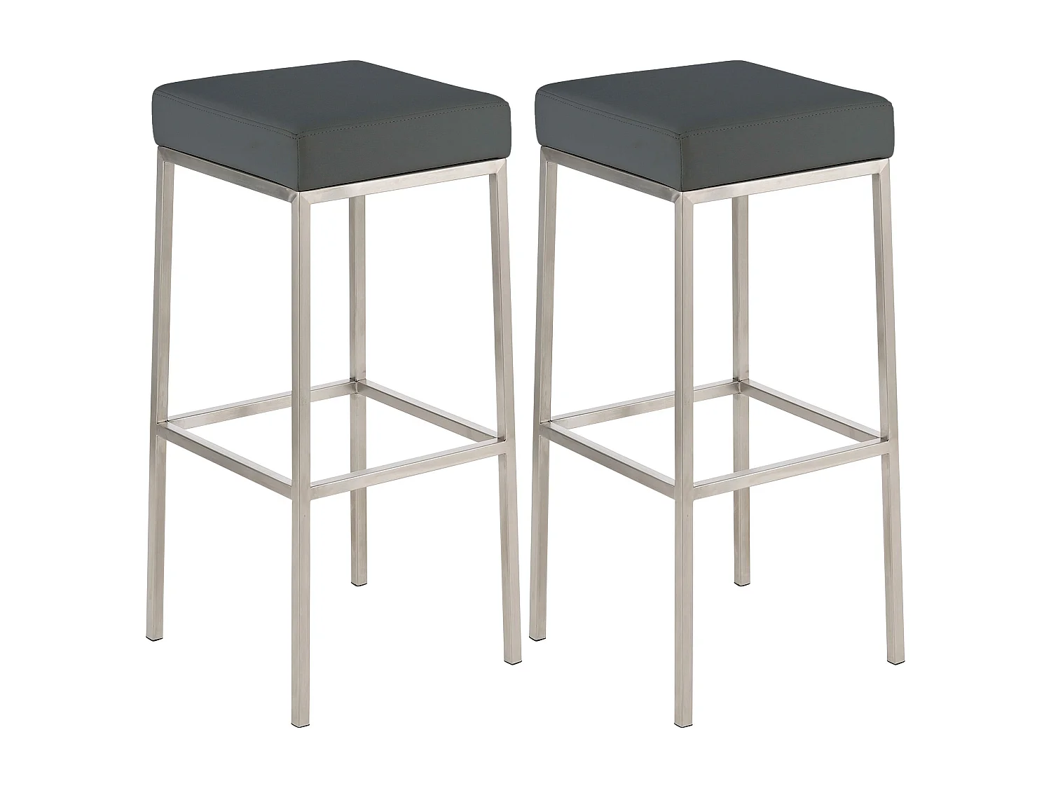 Lot de 2 tabourets argenté 37 x 37 x 85 cm 10_0004375