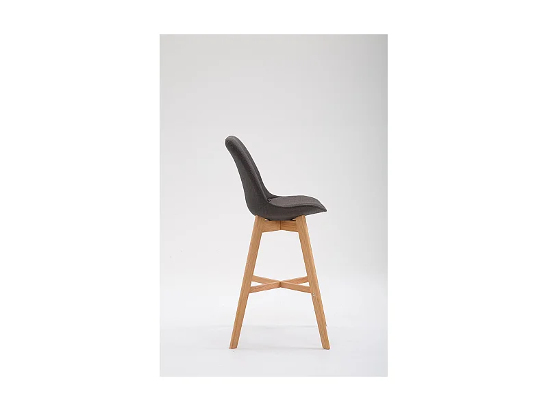 Tabouret de bar chaise tissu grise 48 x 56 x 112 cm TDB10378
