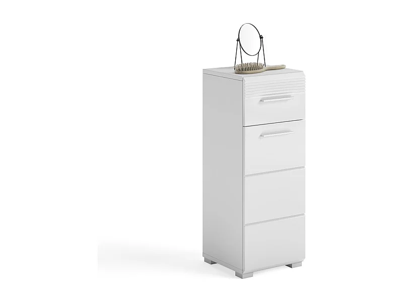 Mueble de almacenamiento para baño con 1 puerta y 1 cajón – Blanco Lacado – KLEANKIN