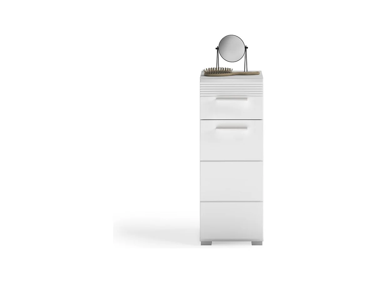 Mueble de almacenamiento para baño con 1 puerta y 1 cajón – Blanco Lacado – KLEANKIN