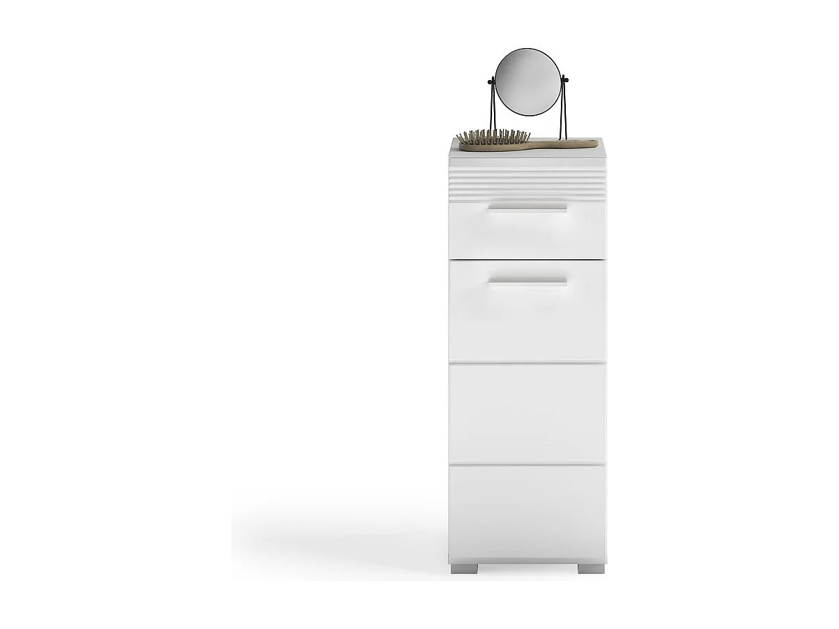 Mueble de almacenamiento para baño con 1 puerta y 1 cajón – Blanco Lacado – KLEANKIN