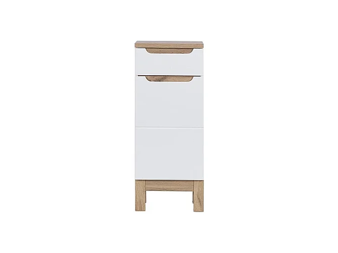 Móvel para Banheiro ERMANO – Carvalho Claro e Branco Brilhante – 35x86 cm – 1 porta – Para instalar