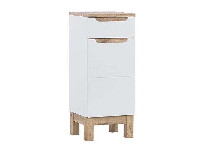 Móvel para Banheiro ERMANO – Carvalho Claro e Branco Brilhante – 35x86 cm – 1 porta – Para instalar