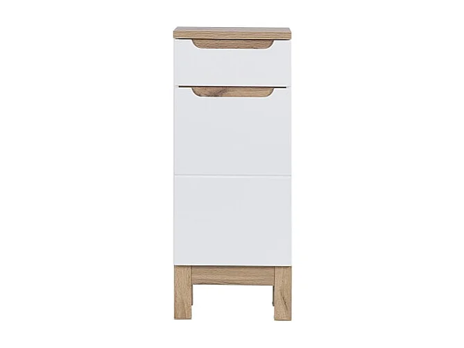 Móvel para Banheiro ERMANO – Carvalho Claro e Branco Brilhante – 35x86 cm – 1 porta – Para instalar