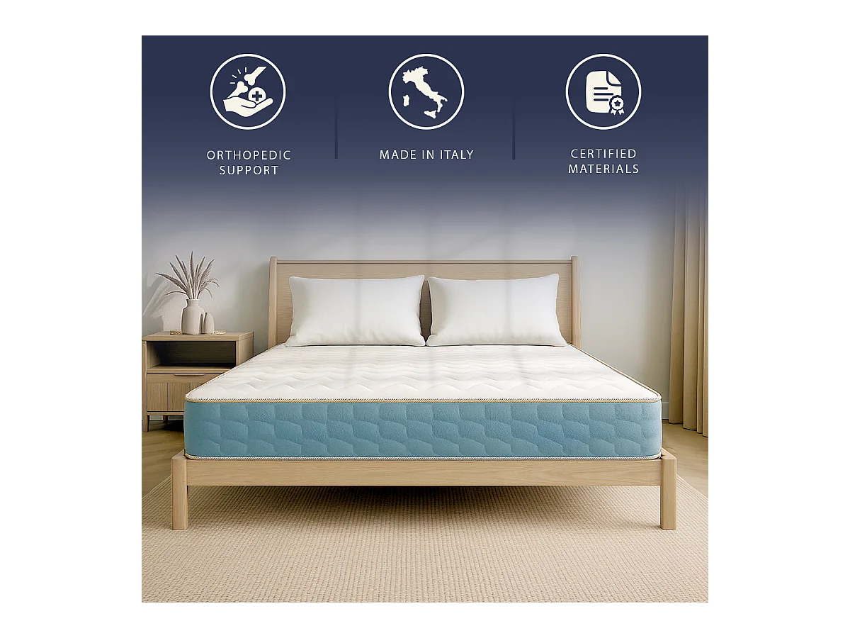 Doppelmatratze 160x200 Waterfoam | H21 cm | Klasse 1 | Ergonomisch | Atmungsaktiv | Hergestellt in Italien