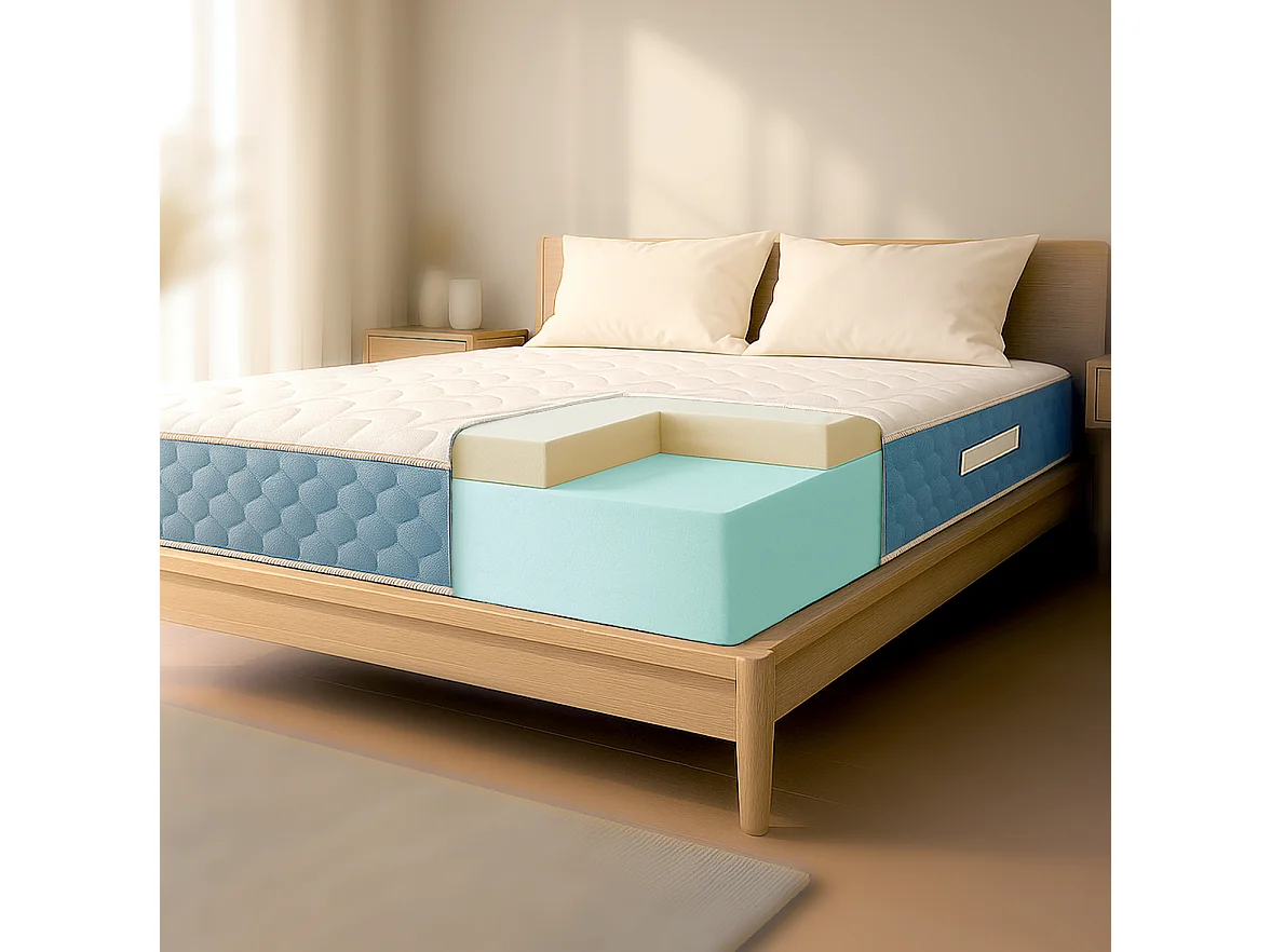 Matelas 90x190 Waterfoam orthopédique H21 cm | Mousse 2 cm | Classe 1 | Ergonomique | Respirant | Fabriqué en Italie