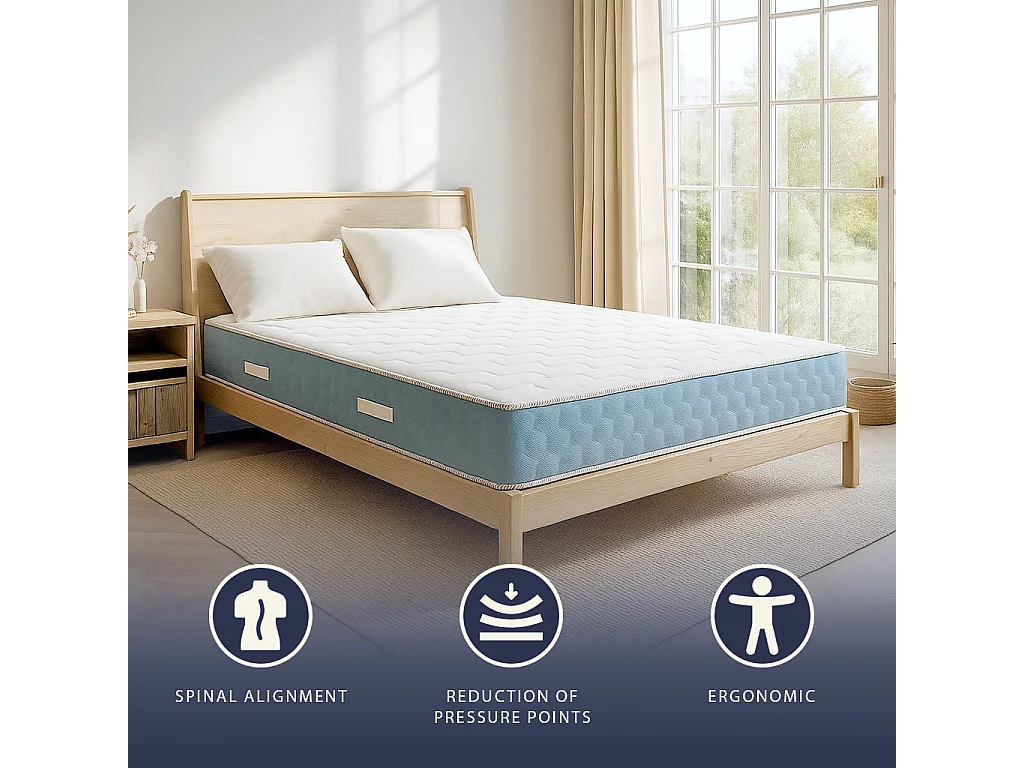 Matelas 90x190 Waterfoam orthopédique H21 cm | Mousse 2 cm | Classe 1 | Ergonomique | Respirant | Fabriqué en Italie