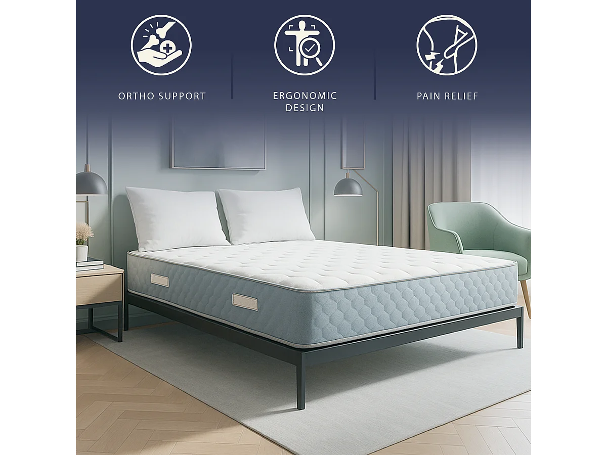 Leo | Matelas Orthopédique Queen 160x200 cm Waterfoam & Mémoire | H 22 cm | Dispositif Médical Cl.1 | Hypoallergénique | Fabriqué en Italie