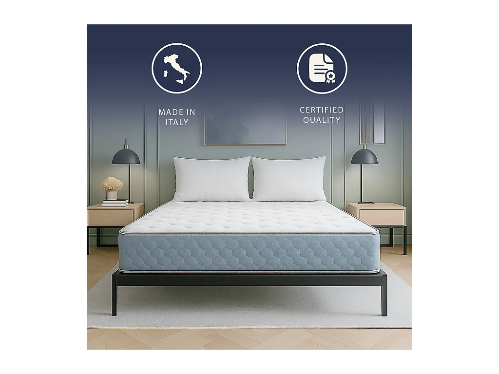 Leo | Orthopädische Französische Doppelmatratze 135x190 cm Waterfoam & Memory Foam | Höhe 22 cm | Medizinisches Produkt Kl. 1 | Antiallergisch | Made in Italy