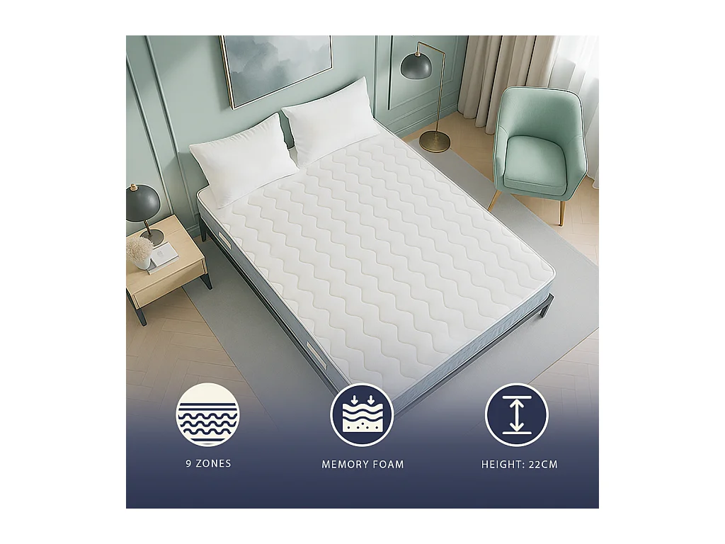 Leo | Orthopädische Einzelmatratze 90x200 cm Waterfoam & Memory Foam | Höhe 22 cm | Medizinisches Produkt Kl. 1 | Antiallergisch | Made in Italy