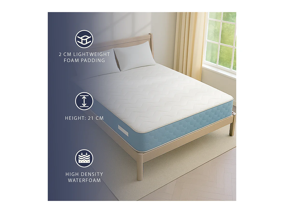 Einzelmatratze 90x200 Waterfoam | H21 cm | Klasse 1 | Ergonomisch | Atmungsaktiv | Hergestellt in Italien