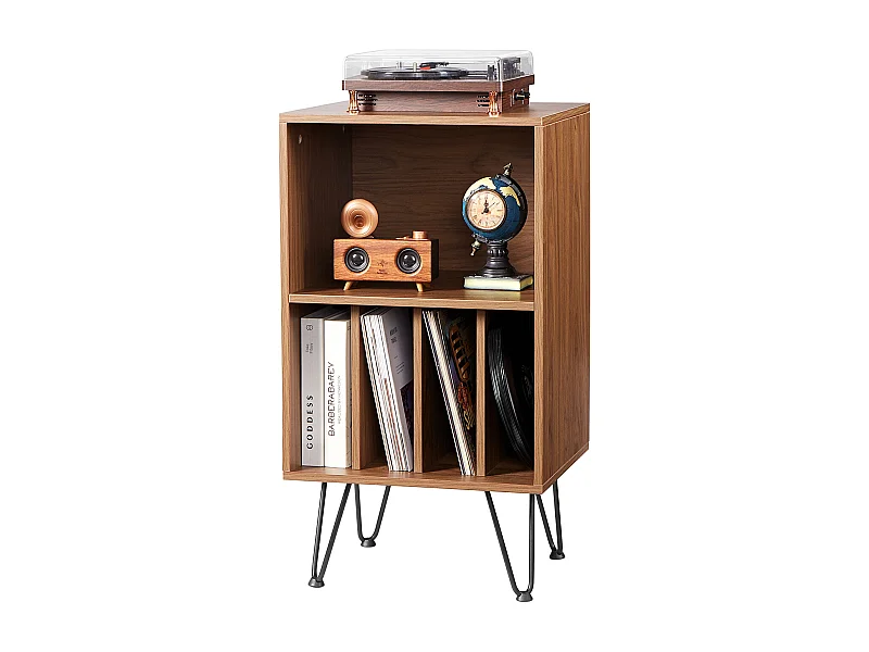 DVD-Möbel SucceBuy Ständer für Plattenspieler mit 3 Ebenen , Kann 150 Alben Enthalten, Braun