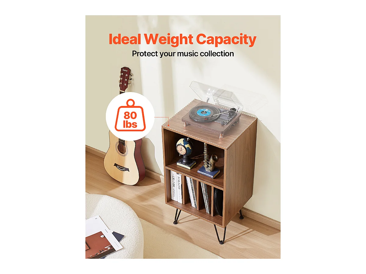 Meble DVD SucceBuy Stojak na Gramofon z 3 Poziomami , Może Pomieścić 150 Albumów, Brązowy
