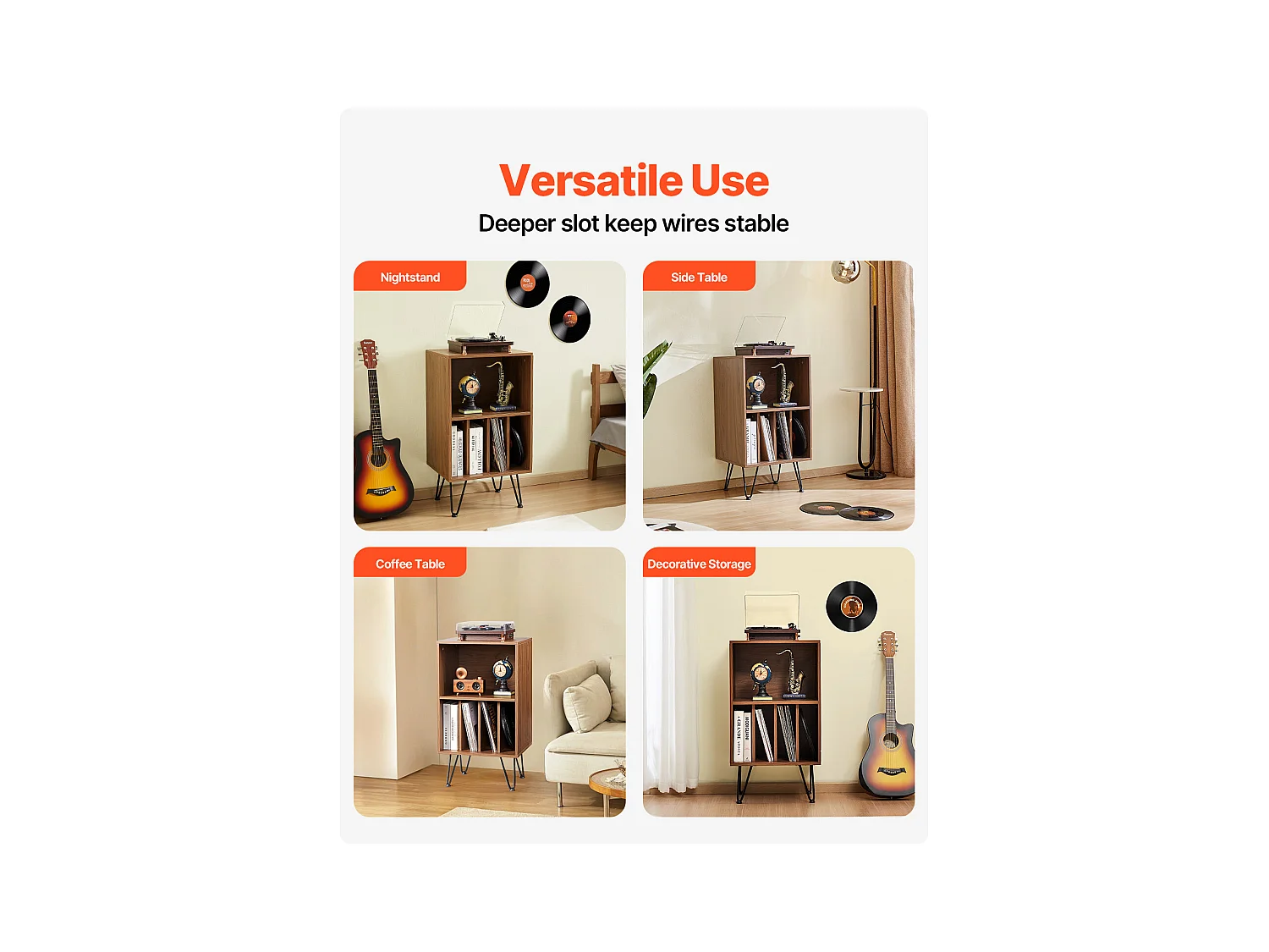 Meble DVD SucceBuy Stojak na Gramofon z 3 Poziomami , Może Pomieścić 150 Albumów, Brązowy