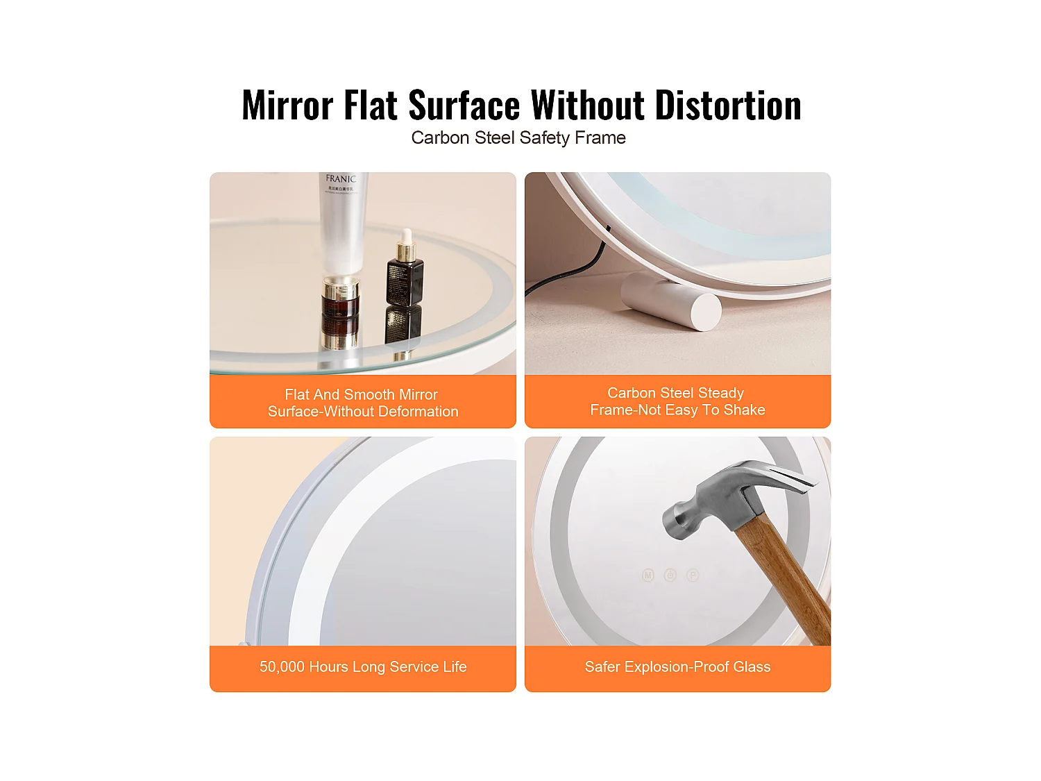 Espelho de Maquilhagem, SucceBuy Espelho de Maquilhagem LED de 51.3 cm - Redondo, 3 Cores, 5X, Branco