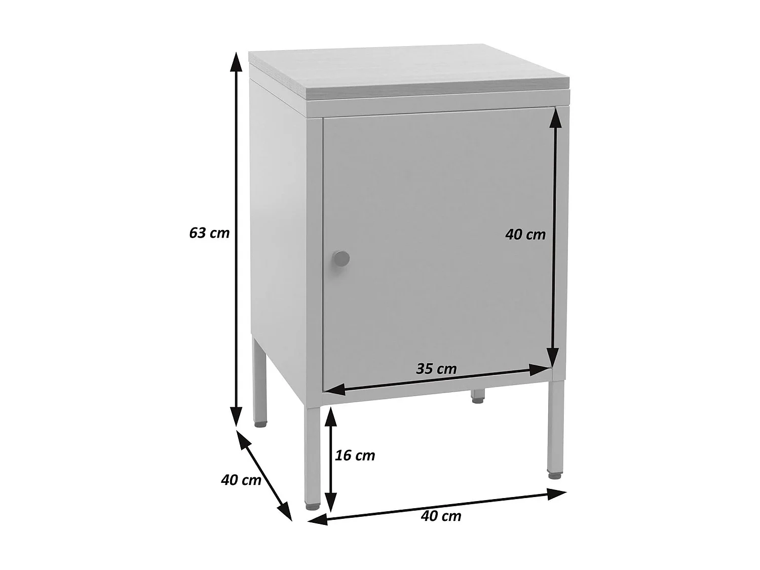Petit meuble de rangement grise 63 x 40 x 40 cm MED04080