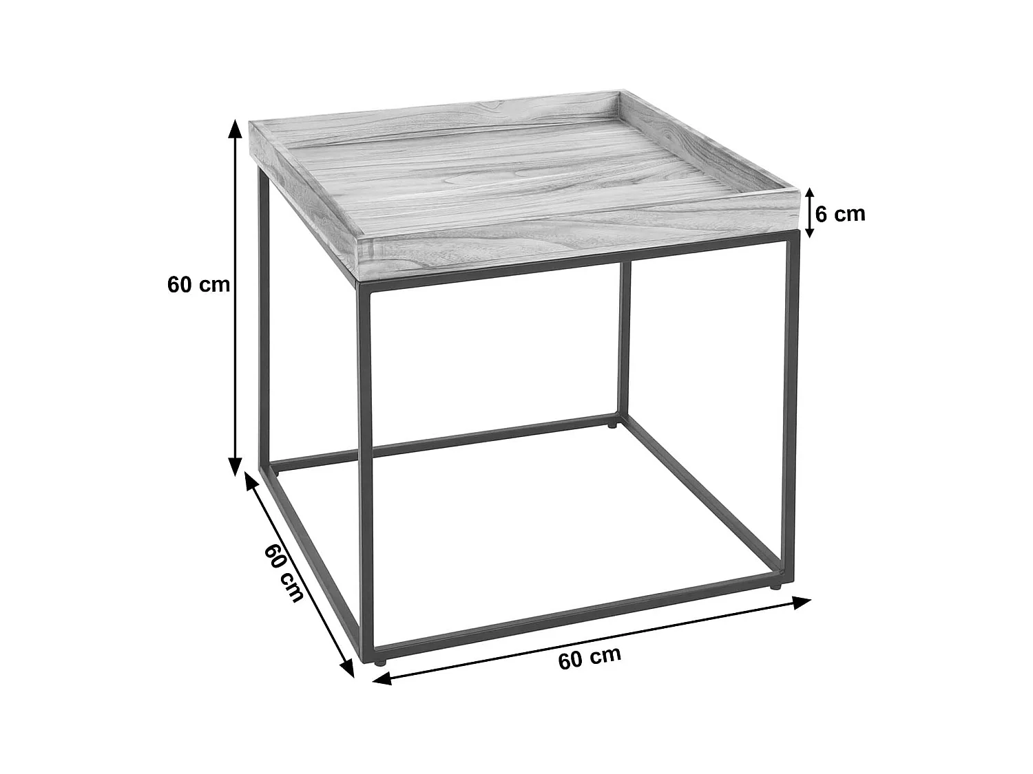 Table d'appoint table basse métal marron 60 x 60 x 60 cm MED04078