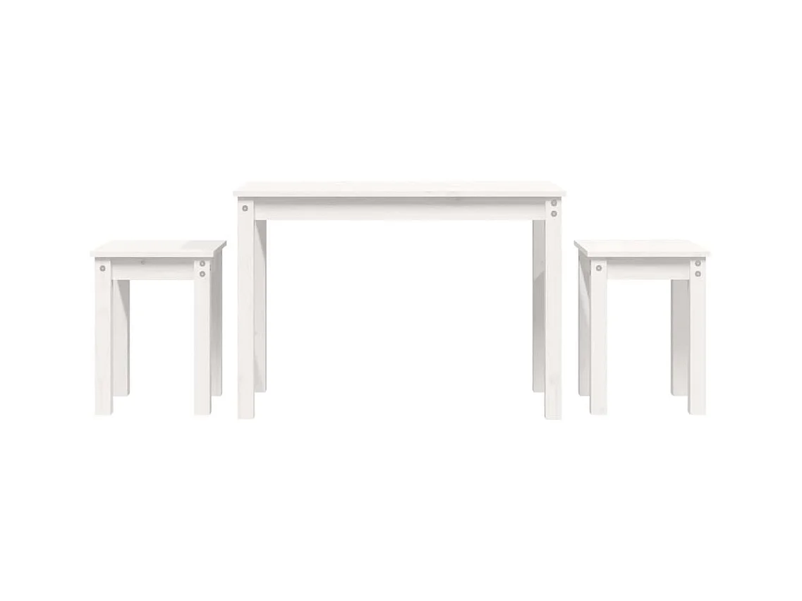 Lot de 3 tables bois blanche 80 x 40 x 55 cm DEC032698