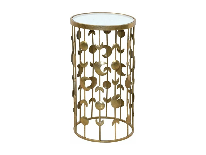 Table d'appoint décorative porte métal argentée 35 x 35 x 65 cm TABA05124