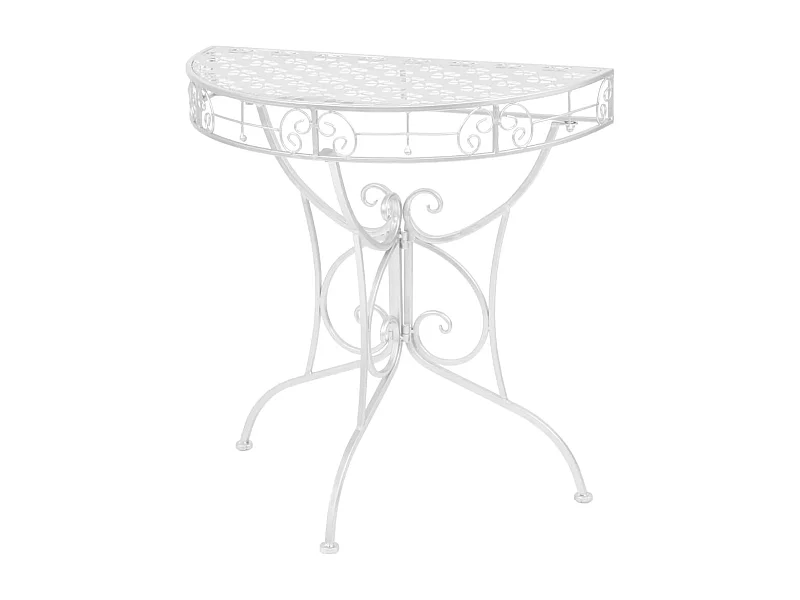 Table d'appoint plateau demi-rond métal argenté 72 x 36 x 74 cm DEC032547