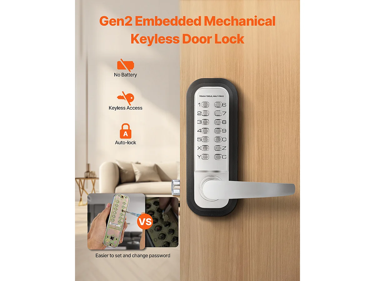 Serratura di Porta Meccanica SucceBuy senza Chiave , Serratura a 14 Chiavi per Casa e Ufficio