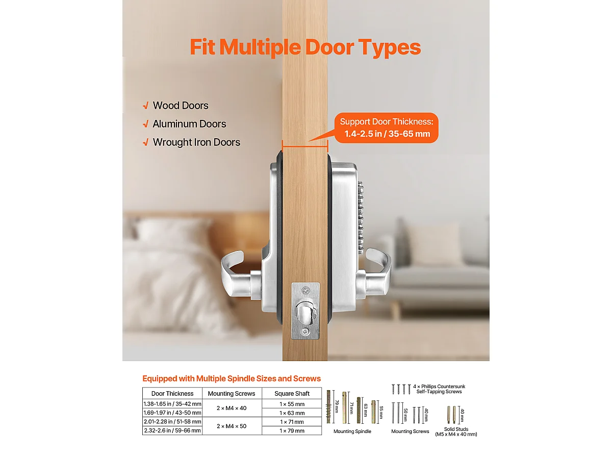 Serratura di Porta Meccanica SucceBuy senza Chiave , Serratura a 14 Chiavi per Casa e Ufficio