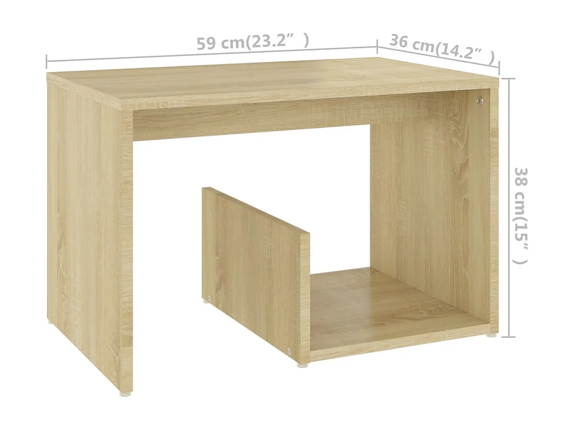 Table d'appoint bout de bois beige 59 x 36 x 38 cm DEC032425